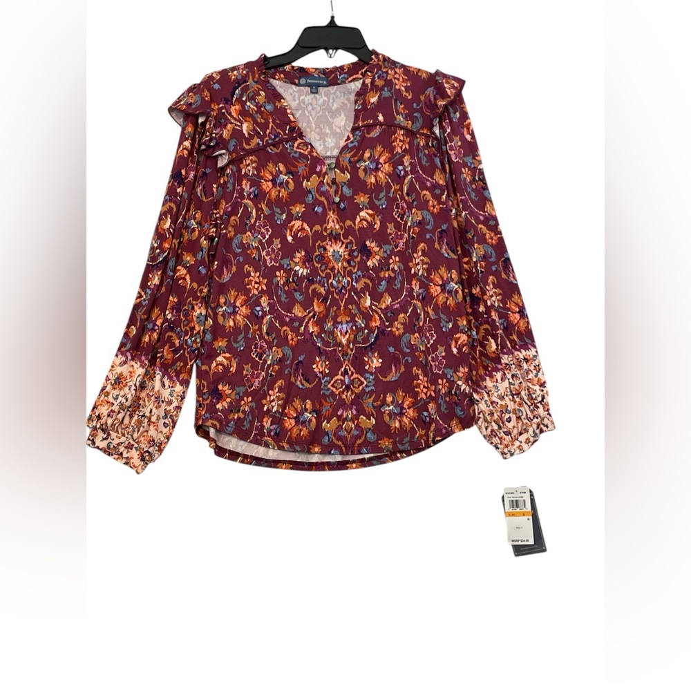 Democracy Bohemian ‎ Floral Blouse long sleeve Size S
